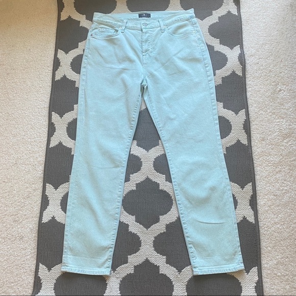 7 for All Mankind Josefina Pants Aqua Green Size 27 - Picture 1 of 8